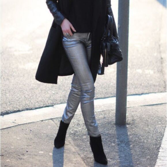 Frank & Eileen Pants - Frank & Eileen Sligo Italian Waxed Denim Jeans Size 29 Silver Metallic Dime